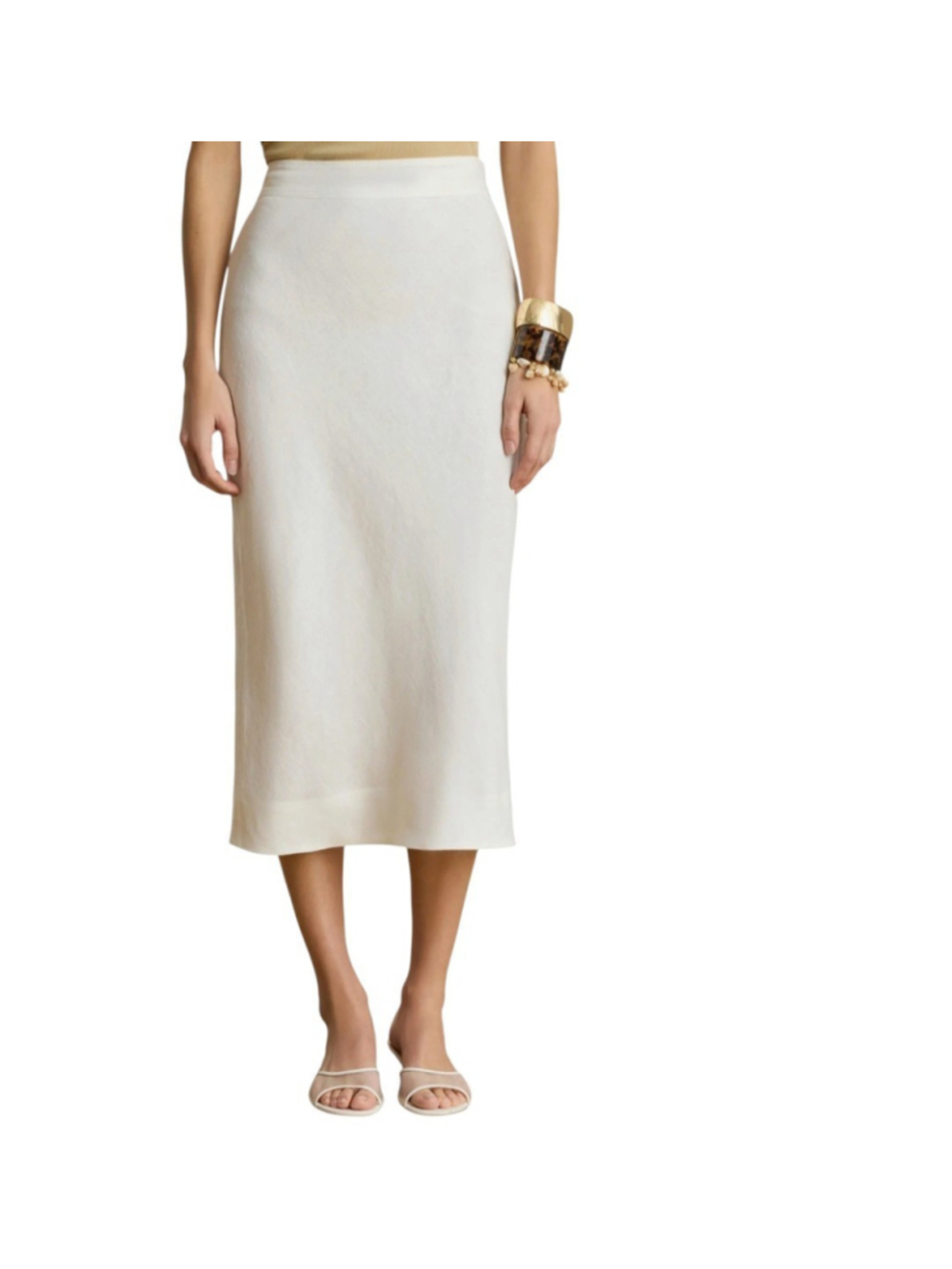 Ralph Lauren Women's Vintage Beige Pencil Lined Slit Wool Skirt Size 6 Pre-owned
